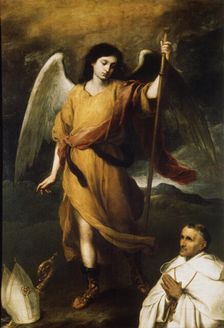 Archangel Raphael with Bishop Domonte 17th century. Artist: Bartolomé Esteban Murillo
