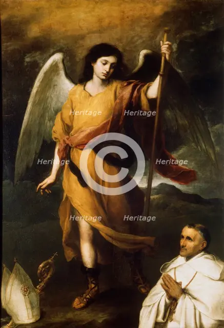 'Archangel Raphael with Bishop Domonte', 17th century.  Artist: Bartolomé Esteban Murillo 