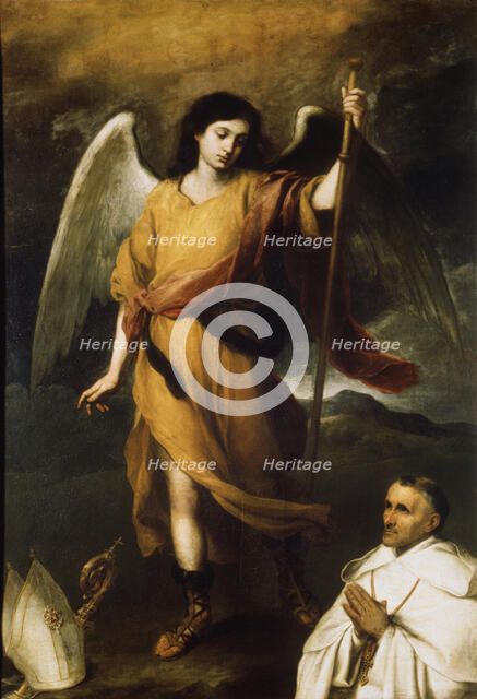 'Archangel Raphael with Bishop Domonte', 17th century.  Artist: Bartolomé Esteban Murillo 