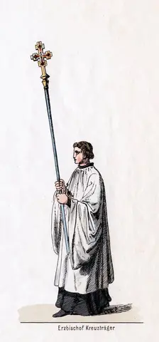 Archbishop's cross-carrier, costume design for Shakespeare's play, Henry VIII, 19th century