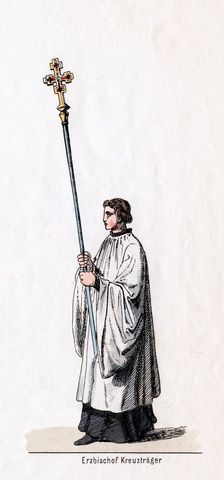 Archbishop's cross-carrier, costume design for Shakespeare's play, Henry VIII, 19th century