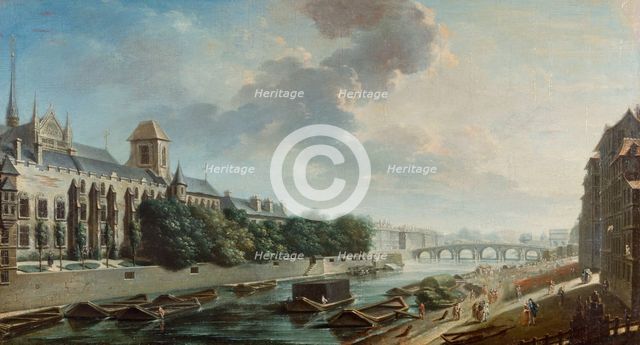 Archbishop's Palace, view from the left bank, 1756. Creator: Nicolas Raguenet.