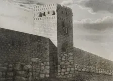 Archbishop's Tower and Roman wall constructed over the remains of the Cyclopean wall...Spain, 1853. Creator: Antonio Roca Sallent