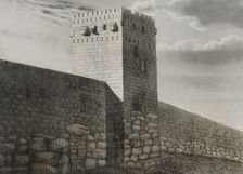 Archbishop's Tower and Roman wall constructed over the remains of the Cyclopean wall...Spain, 1853. Creator: Antonio Roca Sallent