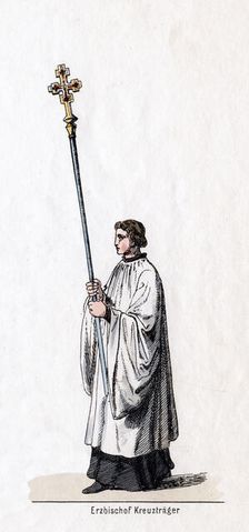 Archbishop's cross-carrier, costume design for Shakespeare's play, Henry VIII, 19th century