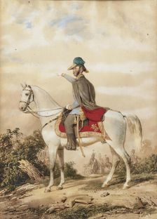 Archduke Albrecht of Austria, Duke of Teschen (1817-1895) on horseback as on the day of the battle o Creator: Barabás, Miklós (1810-1898)