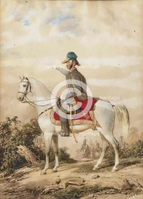 Archduke Albrecht of Austria, Duke of Teschen (1817-1895) on horseback as on the day of the battle o Creator: Barabás, Miklós (1810-1898).