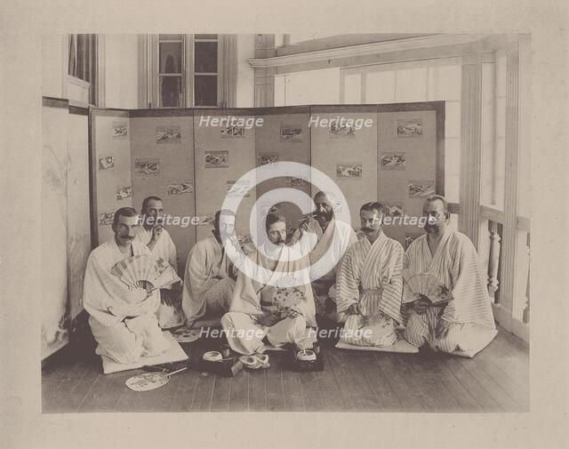 Archduke Franz Ferdinand (middle) and Heinrich von Siebold (2nd person from right) in Japan, 1893. Creator: Anonymous.