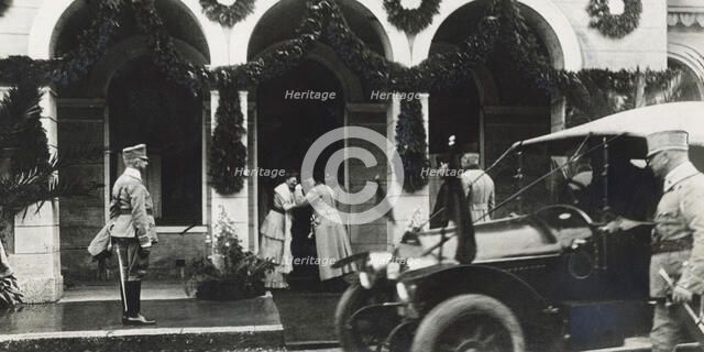 Archduke Franz Ferdinand of Austria arriving at his hotel in Sarajevo, 28 June 1914. Artist: Unknown