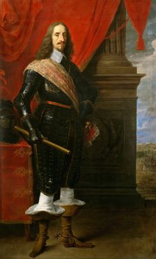 Archduke Leopold Wilhelm of Austria (1614-1662), with the Siege of Gravelingen in background