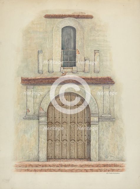 Arched Doorway Mission San Diego, c. 1942. Creator: William Kieckhofel.