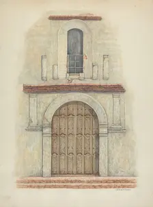 Arched Doorway Mission San Diego, c. 1942. Creator: William Kieckhofel