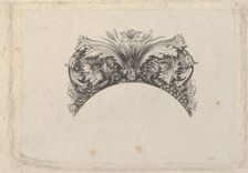 Arched framing element for banknote, with acanthus and vine leaves, lily and grapes..., ca. 1824-37. Creator: Attributed to Asher Brown Durand