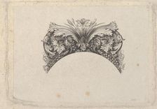 Arched framing element for banknote, with acanthus and vine leaves, lily and grapes..., ca. 1824-37. Creator: Attributed to Asher Brown Durand