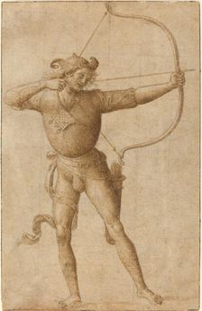 Archer Drawing a Bow, c. 1505. Creator: Perugino
