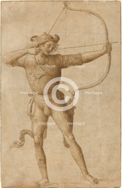 Archer Drawing a Bow, c. 1505. Creator: Perugino.