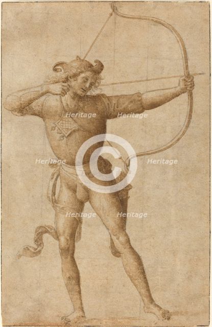 Archer Drawing a Bow, c. 1505. Creator: Perugino.