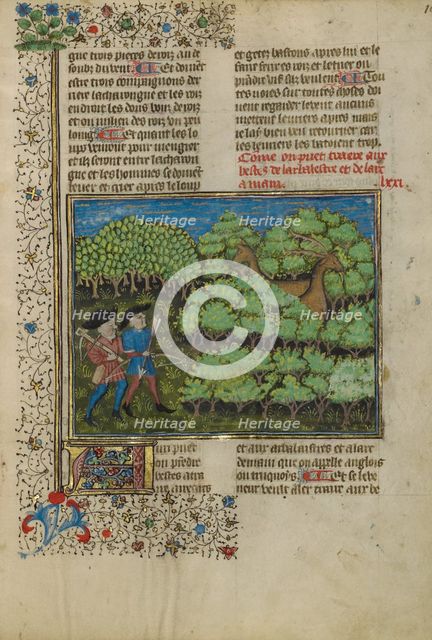 Archers Stalking Deer; Livre de la Chasse, about 1430-1440. Creator: Unknown.