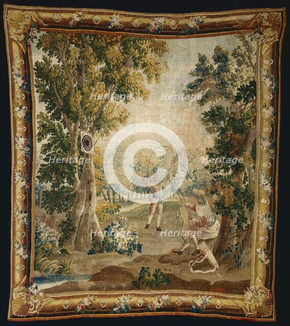 Archery from Amusements Champêtres (Country Sports), Aubusson, 1770/90. Creator: Manufacture royale d'Aubusson.
