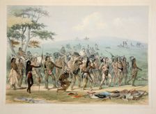 Archery of the Mandans , pub. 1845 (colour lithograph). Creator: George Catlin (1796 - 1872)