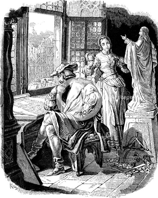 Architect Erwin von Steinbach with his daughter Sabina, 1840.