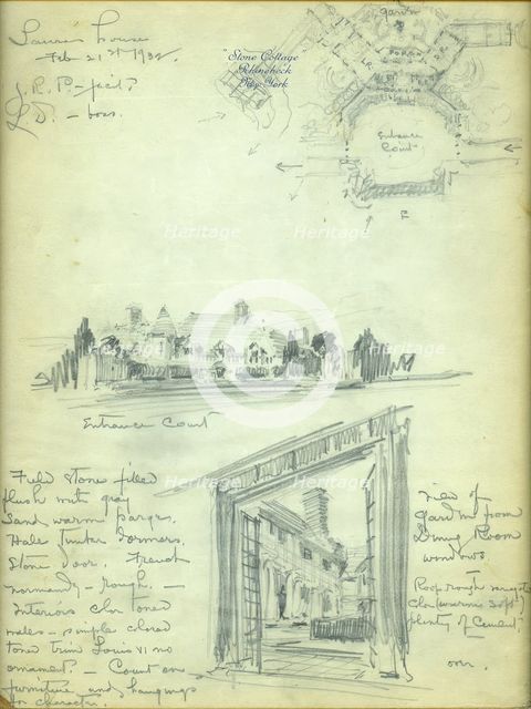 Architect's Drawing for Laura Delano's House at Rhinebeck, 1932. Creator: John Russell Pope.