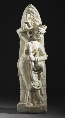 Architectural Bracket in the Form of a Celestial Nymph Teasing a Boy, 13th-14th century. Creator: Unknown