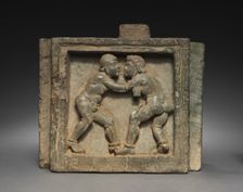 Architectural Bracket with Wrestlers, 100s-200s. Creator: Unknown