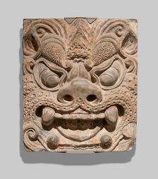 Architectural Brick with Ogre Mask, Tang dynasty (A.D. 618-907), prob. second half of 8th century. Creator: Unknown