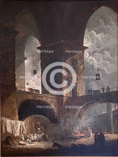 Architectural Capriccio with the Colonnades of St. Peter in Rome, 1760. Creator: Hubert Robert.