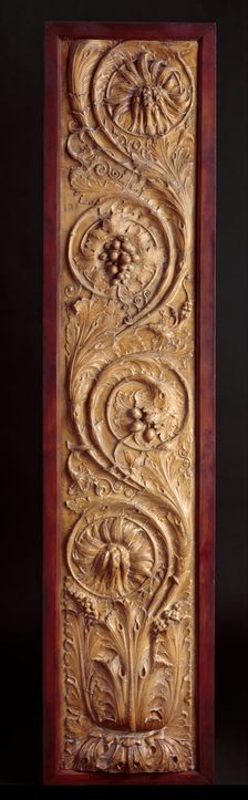 Architectural cast: relief panel decorated with scrolling foliage, c19th century? Creator: Unknown