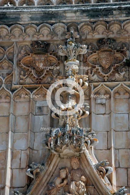 Architectural detail above the main portal, Monastery of Batalha, Batalha, Portugal, 2009. Artist: Samuel Magal