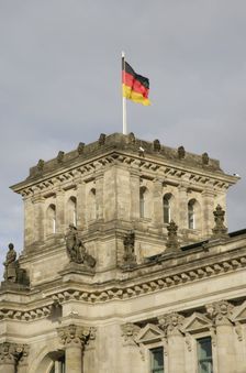 Architectural detail of the exterior, Reichstag Building, Berlin, Germany, 2025. Creator: LTL