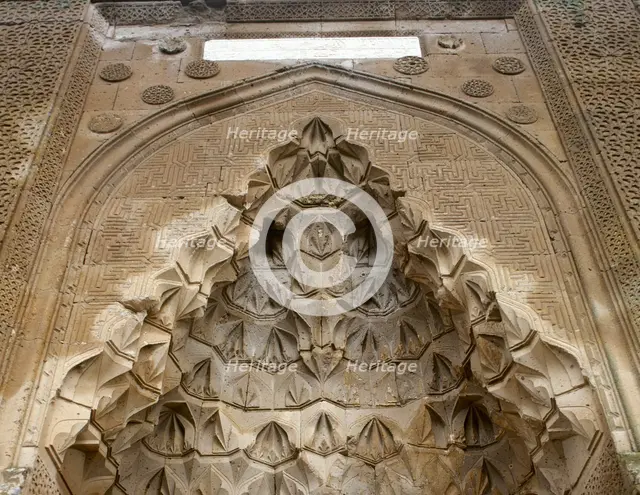 Architectural detail of the entrance, Agzikarahan-Hoca Mesut Caravanserai, Cappadocia, Turkey, 1999. Creator: LTL.