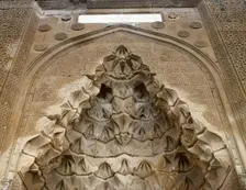 Architectural detail of the entrance, Agzikarahan-Hoca Mesut Caravanserai, Cappadocia, Turkey, 1999. Creator: LTL