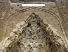 Architectural detail of the entrance, Agzikarahan-Hoca Mesut Caravanserai, Cappadocia, Turkey, 1999. Creator: LTL