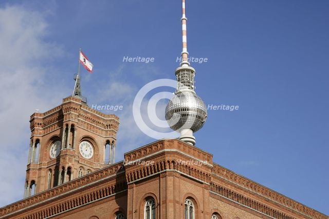 Architectural detail, Red Town Hall, (Rotes Rathaus), Berlin, Germany, 2025.  Creator: LTL.