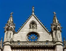 Architectural detail, top of the main façade, Saint Mary's CathedralLeon, Castile and Leon (2002). Creator: LTL
