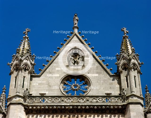 Architectural detail, top of the main façade, Saint Mary's CathedralLeon, Castile and Leon (2002).  Creator: LTL.