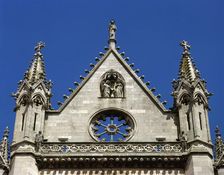 Architectural detail, top of the main façade, Saint Mary's CathedralLeon, Castile and Leon (2002). Creator: LTL