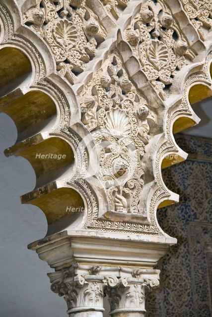 Architectural detail, the Alcazar, Seville, Andalusia, Spain, 2007. Creator: Samuel Magal.