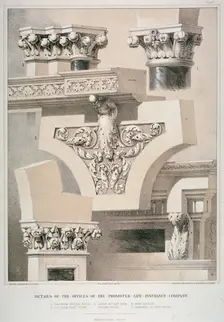 Architectural details, Fleet Street, City of London, 1861. Artist: Robert Dudley