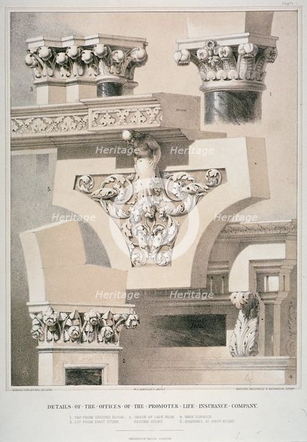 Architectural details, Fleet Street, City of London, 1861. Artist: Robert Dudley