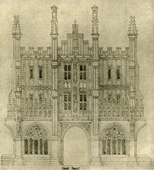 Architectural drawing: East front, 1833-1834, (1906). Creator: AWN Pugin