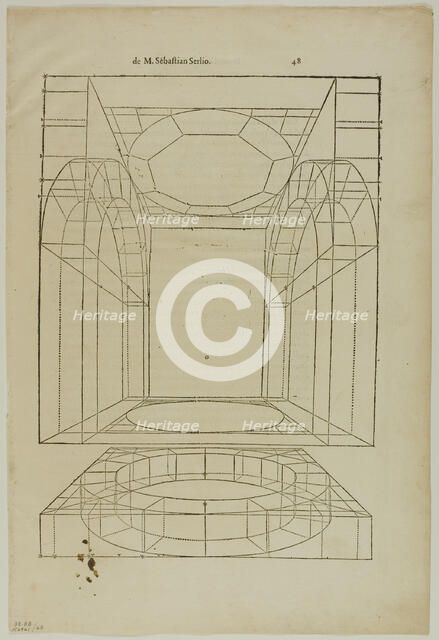 Architectural Drawing from Le livre d' Architecture, plate 68 from Woodcuts from Books..., 1937. Creator: Sebastiano Serlio.