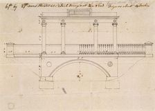 Architectural elevation of the Tea House Bridge at Audley End House, Saffron Walden, Essex, c1783. Artist: Robert Adam