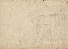 Architectural Fantasy on a Round Temple Enclosed with an Ambulatory (verso), c. 1792. Creator: Pietro Gonzaga