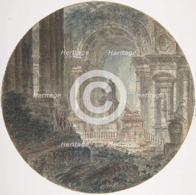 Architectural fantasy, late 18th century. Creator: Attributed to Jean Henri Alexandre Pernet.