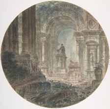 Architectural fantasy, late 18th century. Creator: Attributed to Jean Henri Alexandre Pernet