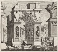Architectural Fantasy with a Triumphal Arch, before 1753. Creator: Giuseppe Antonio Landi